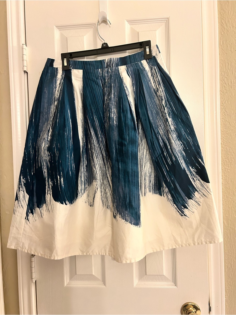 NWOT Donna Karan Printed Cotton Poplin Full Skirt in Tide Combo Size 6